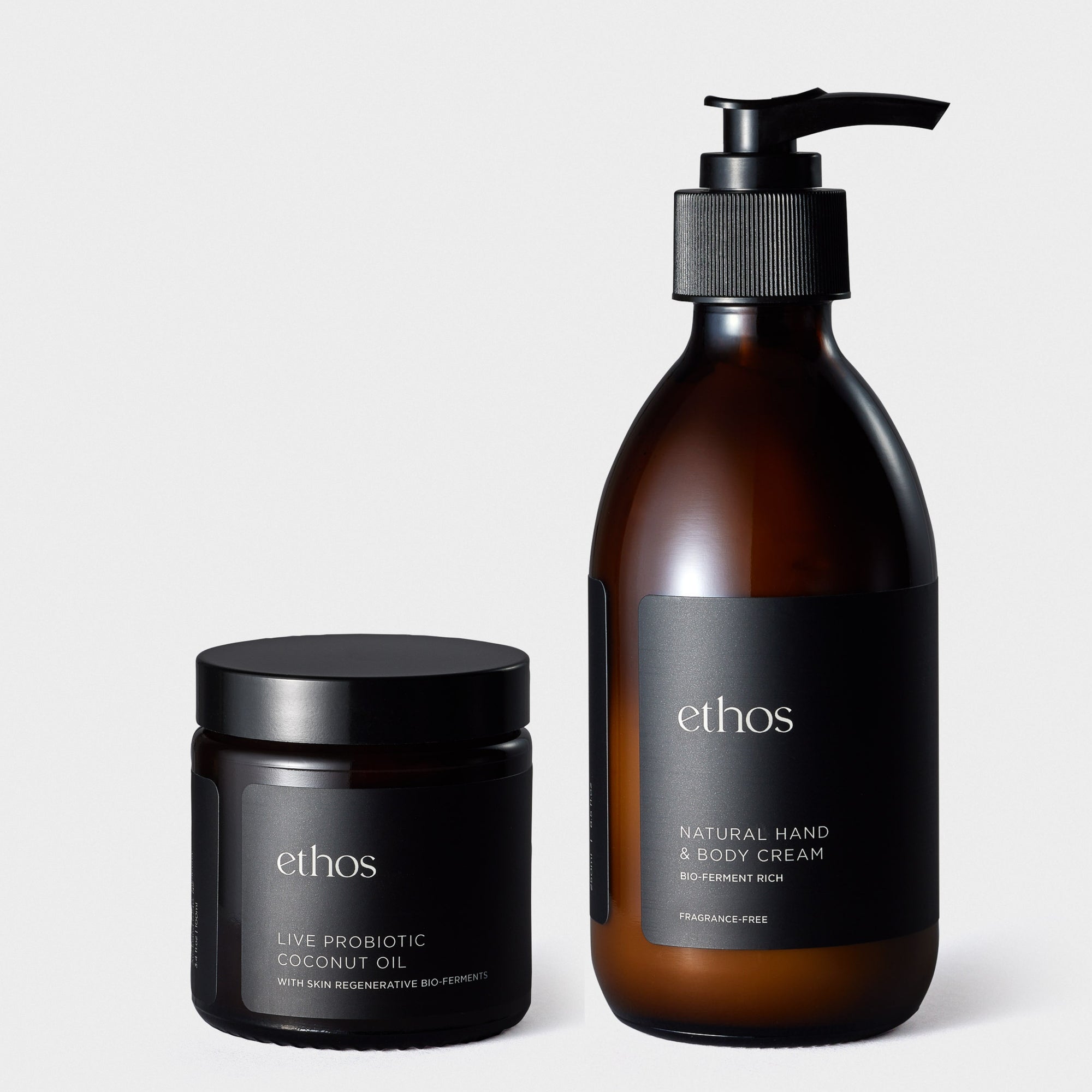 HEALTHY AGING DUO - LIVE PROBIOTIC COCONUT OIL 100ml / NATURAL HAND & BODY CREAM (fragrance-free) 250ml